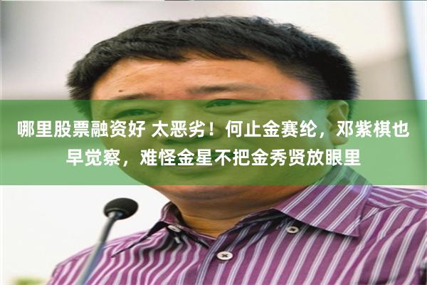 哪里股票融资好 太恶劣！何止金赛纶，邓紫棋也早觉察，难怪金星不把金秀贤放眼里
