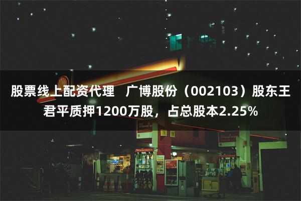 股票线上配资代理   广博股份（002103）股东王君平质押1200万股，占总股本2.25%