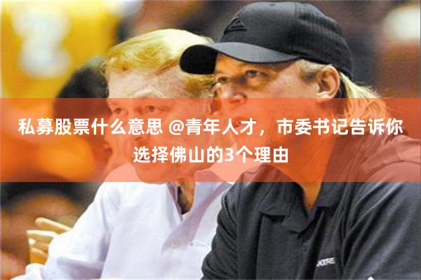 私募股票什么意思 @青年人才，市委书记告诉你选择佛山的3个理由