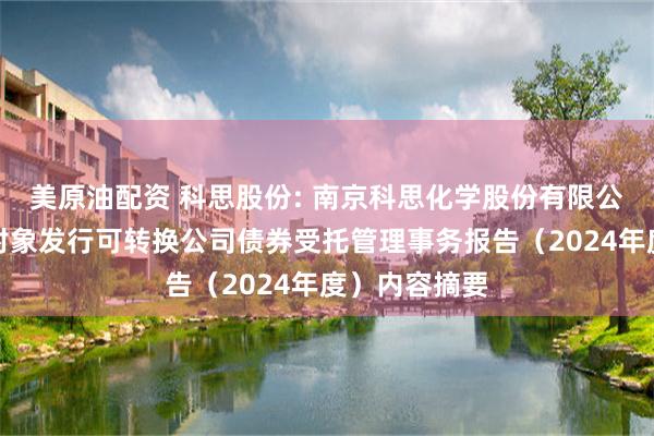 美原油配资 科思股份: 南京科思化学股份有限公司向不特定对象发行可转换公司债券受托管理事务报告（2024年度）内容摘要