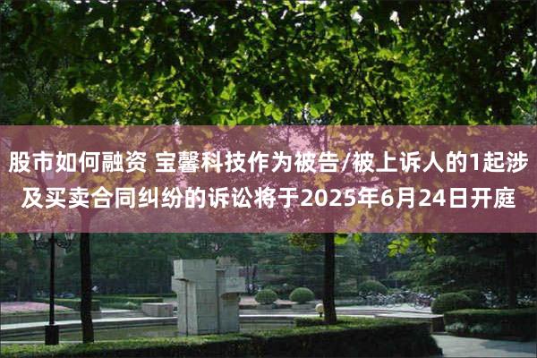股市如何融资 宝馨科技作为被告/被上诉人的1起涉及买卖合同纠纷的诉讼将于2025年6月24日开庭