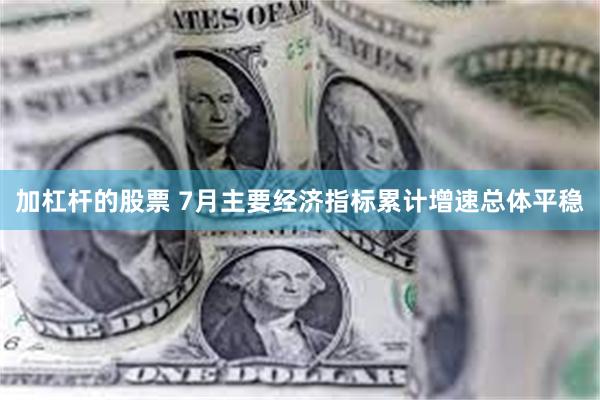 加杠杆的股票 7月主要经济指标累计增速总体平稳