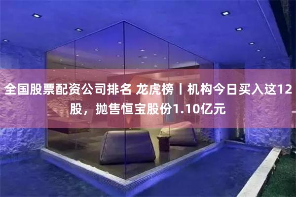 全国股票配资公司排名 龙虎榜丨机构今日买入这12股，抛售恒宝股份1.10亿元