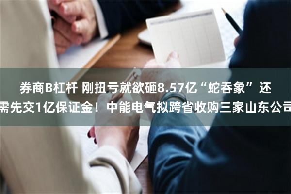 券商B杠杆 刚扭亏就欲砸8.57亿“蛇吞象” 还需先交1亿保证金！中能电气拟跨省收购三家山东公司